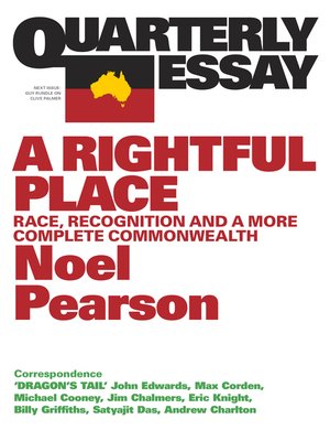 cover image of Quarterly Essay 55 a Rightful Place
